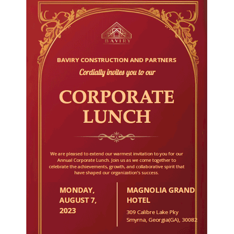 Classic Corporate Lunch Company Invite